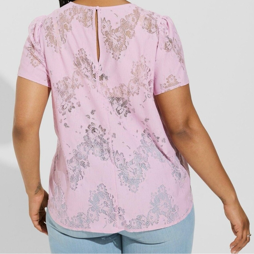 Torrid Abbey Lace Short Sleeve Blouse Purple 2X - Picture 2 of 6